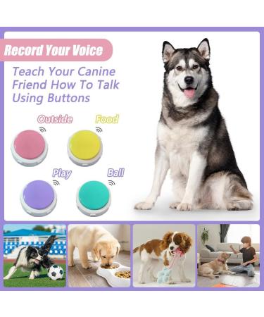 NAVESO Buzzer Set - 4 Recordable Answer Buzzers for Dog Interaction | Interactive Pet Training Sound Buttons - Buy Online on GoSupps.com