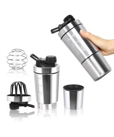 Junundjing Protein Shaker Shaker Protinshake 700+200ml stainless steel protein mug with powder compartment and ball body nutrition water bottle protein shaker protein shake stainless steel with scale