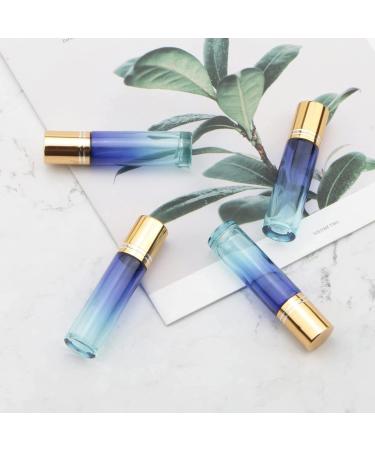 Rowiz 10pcs Essential Oils Roll on Bottles 10ml Refillable Empty Glass Rollerball Bottles with Golden Cap Perfect for Homemade Perfume Fragrance Aromatherapy Oils Blue Gradient - Buy Online on GoSupps.com