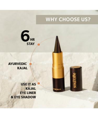 SOULTREE Ayurvedic Pure Black Kajal 011 - 3g | Natural Eye Makeup - Buy Online on GoSupps.com