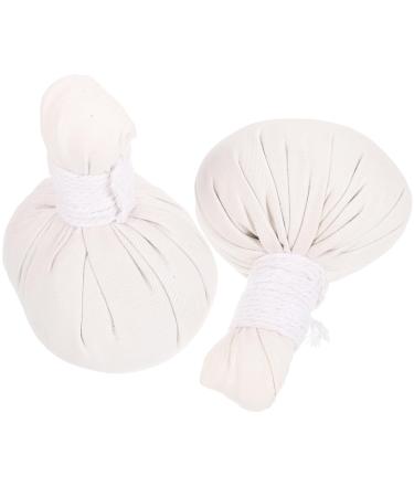 Niyangle thai spa herbal massage compress balls 2 pieces body relaxation spa aroma relaxed ball chinese herbal bag warm hot massage ball for at home salon body muscle 12x10cm white
