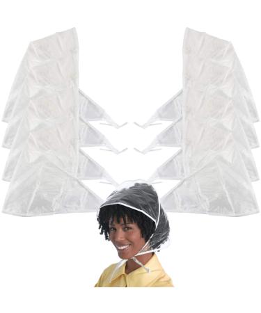 Qingsi 10 Pcs Waterproof Rain Hat Plastic Rain Bonnet Protect Hairstyle Hairdo for Women and Lady