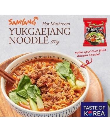 Samyang Hot Yukgaejang Mushroom Flavour Korean Ramen Instant Noodle Snacks 120g (Pack of 20) HALAL - Buy Online on GoSupps.com