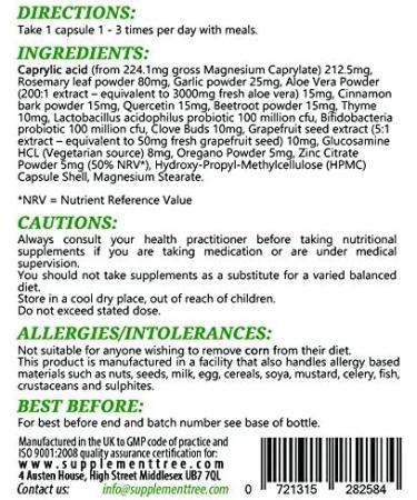 Candida & Yeast Balance Support 60 Capsules | Natural Herbs & Probiotics | Non-GMO Vegan Formula | UK Made - Buy Online on GoSupps.com