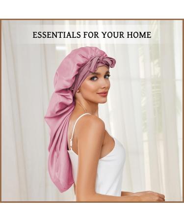 Long Bonnet for Braids & Curly Hair | Silk Satin Sleeping Bonnets for Women | Extra Large Black Pink DEMAZALO - Buy Online on GoSupps.com