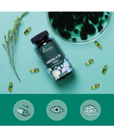 Omega 3 VEGAN | 1500 mg Algae Oil with 450 mg DHA & 225 mg EPA | 90 Capsules | 100% Natural and Without Additives | Brain + Memory | Vegavero  - Buy Online on GoSupps.com