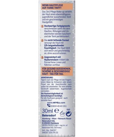 NIVEA Hyaluron Cellular Filler - 3-in-1 Foundation - Hydrating Foundation with Hyaluronic Acid - For a More Even Complexion - 30ml - Buy Online on GoSupps.com