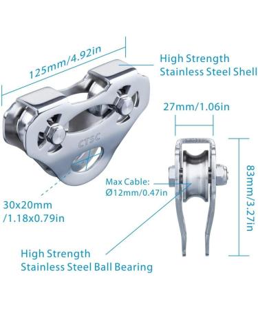 CTSC Climbing Pulleys + Oval Carabiner Zipline Kit | Speed 35/s, 800lbs Capacity - for Backyard & Commercial Use - Buy Online on GoSupps.com