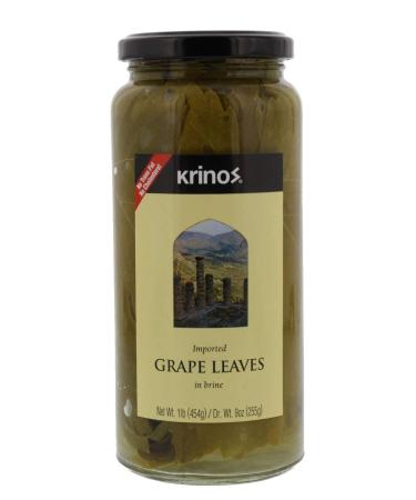 Krinos Gourmet Grape Leaves in Vinegar Brine, 16 Ounces, 454 grams