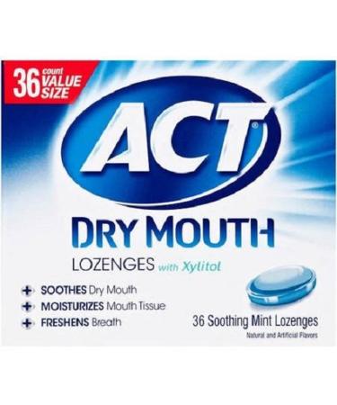ACT Total Care Dry Mouth Lozenges Mint 36 Count Per Box (2 Boxes)