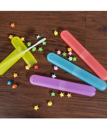 Toothbrushes case toothbrush cover 4PCs portable toothbrush container environmentally friendly transparent candy -colored toothbrushes cover case for trips in the free camping family school business trip