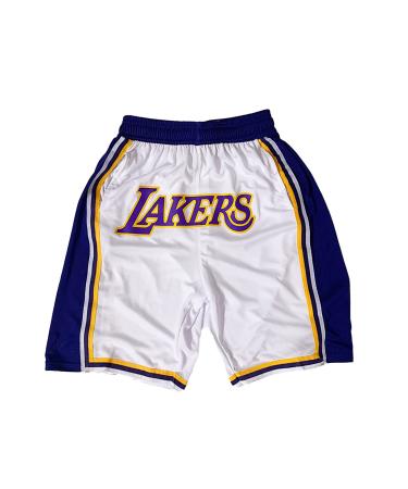 Basketball Shorts Pants Breathable Sweat-Absorbent Retro mesh Five Points Sports Pants with Pockets (White,L) White Large