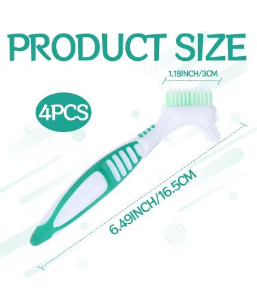 Denture Brush 4PCS False Teeth Toothbrush Portable Denture Toothbrush Denture Cleaner Toothbrush Double Bristle Head for Cleaning Retainers Blue Purple Green Orange - Buy Online on GoSupps.com