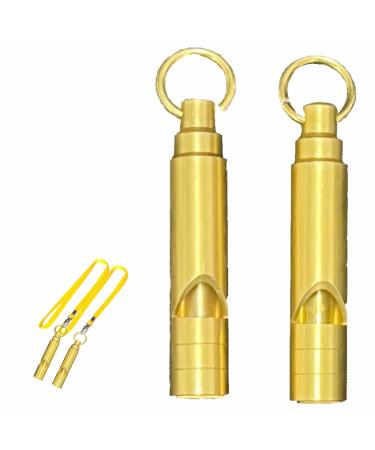 Loudest Brass Whistle Best Premium Emergency Whistle Outdoor Survival Whistle-Outdoor Lifeguard Whistle Brass Whistle (2 Pack with Lanyard)