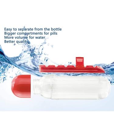 Portable Water Bottle with Pill Holder - 20oz (Black) | Weekly Day Marker Reminder for Travel, Office, Outdoor - Buy Online on GoSupps.com
