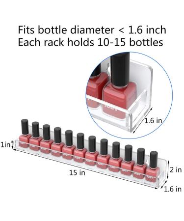 NIUBEE Clear Acrylic Nail Polish Organizer Display - Wall Mounted Shelf for 90 Bottles - 15 Inch (Pack of 6) - Buy Online on GoSupps.com