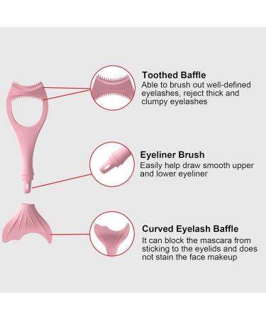 Mascara Shield | Silicone Eye Makeup Aid with Eyelash Comb | Mascara Shield Suitable for All Face Shapes for Women Girl for Working Travelling and Pink - Buy Online on GoSupps.com