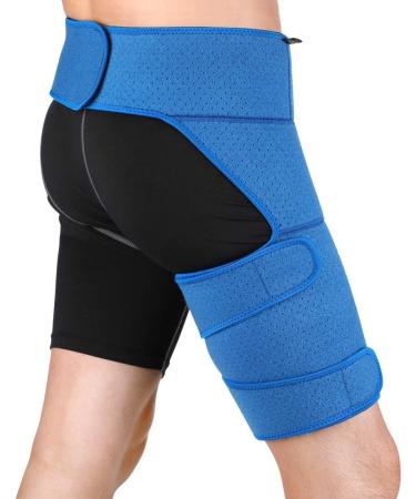 Buy Bent Support Compression Belt - Blue Perforated Breathable Waist Support with Thigh Bandage & Hip Support for Muscle Pain Relief - International Shipping Available - Buy Online on GoSupps.com