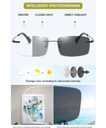 Koosufa Borderless Varifocal Glasses - Self-Tinting Photochromic Reading Glasses for Men & Women with Blue Light Filter & UV Protection - Buy Online on GoSupps.com