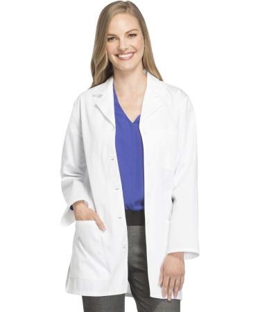 Cherokee Women Scrub Lab Coat Traditional fit with Two Patch Pockets and a Chest Pocket 1462 Medium White