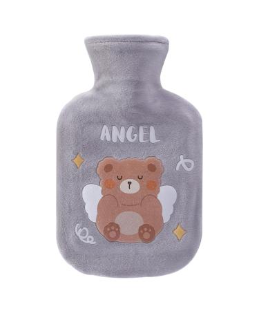 Bncxdc Hot Water Bottle Hot Water Bag Durable Rubber Mini Bear Water Bag with Removable Cloth Cover Strong Sealing for Keep Warm Hands Neck Back Abdomen and Waist (Gray 350ml) Bear-Gray