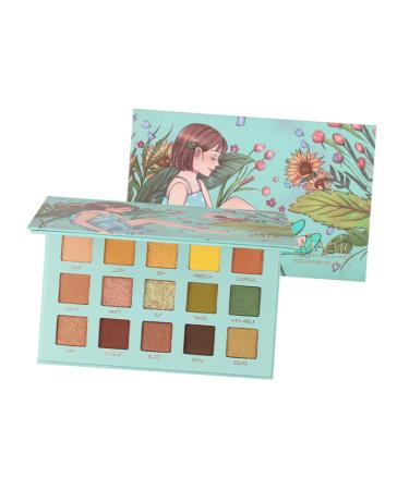 Healeved 1pc 15 Portable Eyeshadow Compact Cosmetic Pallet Makeup Accessories Female Eyeshadow Green 1 count (Pack of 1) Green