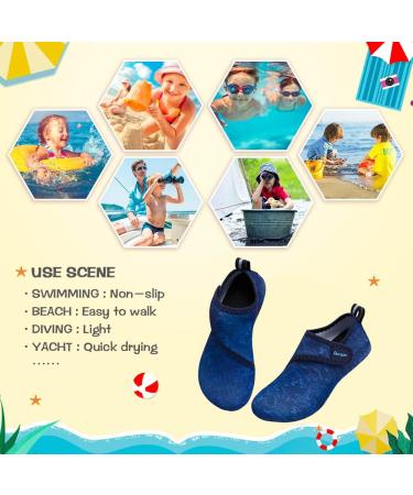 Racqua Kids Swim Shoes - Blue Dinosaur Aqua Sports Shoes for Beach, Pool, and Yoga - Quick-Dry Barefoot Design for Boys and Girls 4.5-5.5 Big Kid - Buy Online on GoSupps.com