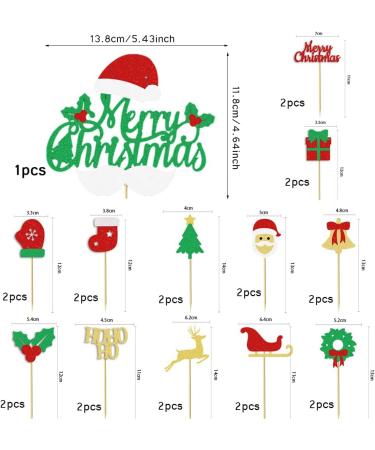 25 PCS Christmas Cake Toppers Christmas Cupcake Toppers Glitter Gold Green Red Cupcake Decorations for Christmas Holiday Snowman Cupcake Decorations Santa Claus Party Supplies Cupcake Decorations - Buy Online on GoSupps.com