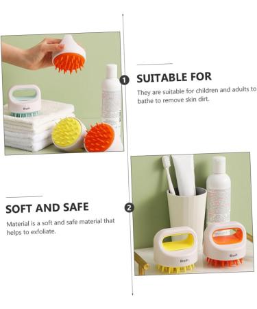 Frcolor Shampoo Massage Brush - Children's Hair Bathing Accessory Wet & Dry Head Skin Massager | 8x8x8.1cm Orange - Buy Online on GoSupps.com