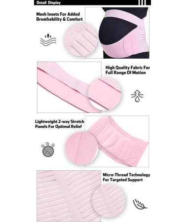 FITTOO Maternity Support Belt 3-in-1 Pregnancy Belly Band | Back & Waist Support Brace | Adjustable & Breathable Abdominal Binder | Pink XXL - Buy Online on GoSupps.com