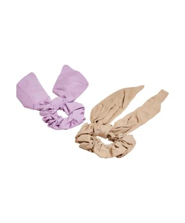 Urban Classics Unisex TB5127-Scrunchies with XXL Bow 2-Pack Headband light lilac/beige one size