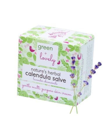 Green + Lovely Nature's Herbal Calendula Salve (Lavender Chamomile)  Eczema Cream Eczema Ointment Intensive Moisturizer for Sensitive Skin 2 oz.