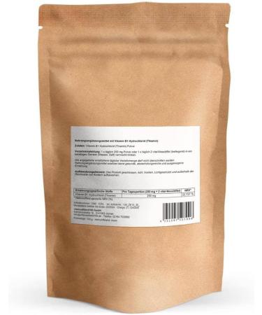 Buy High-Purity Vitamin B1 Hydrochloride (Thiamin) 100g - Natural Vegan High Bioavailability Non-GMO No Additives - International Shipping Available - Buy Online on GoSupps.com
