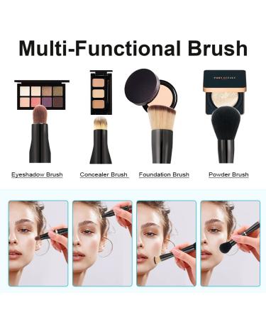 Shop Aoowu 4-in-1 Double-Sided Makeup Brush Set - Portable Removable Cosmetic Brushes for Concealer Eyeshadow Rouge & Foundation (Black) | International Shipping Available - Buy Online on GoSupps.com