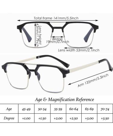 Stylish Double Bridge Half Frame Reading Glasses for Women & Men | Blue Light Blocking Computer Readers 1.5x Gold - Shop Now! - Buy Online on GoSupps.com
