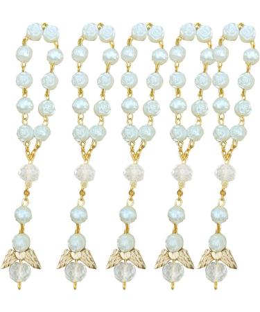Awtilife 30 Pc Ivory Color Baptism Favors with Angels Mini Rosaries - Perfect for Christening & Baby Shower Gifts - Includes 30 Organza Gift Bags - Buy Online on GoSupps.com