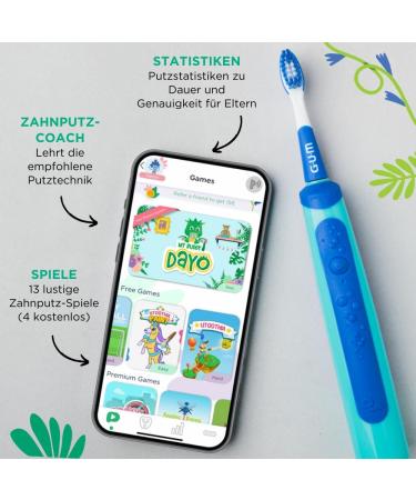 Buy Gum Playbrush Junior 6+ | Smart Electric Toothbrush for Kids with App Pressure Control & Timer - Blue - Buy Online on GoSupps.com