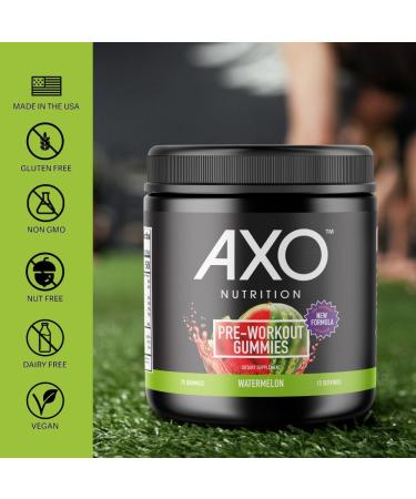 Pre-Workout Energy Gummies - Watermelon Flavor | 75 Vegan Non-GMO Gluten-Free Gummies with Caffeine & Alpha GPC - Buy Online on GoSupps.com