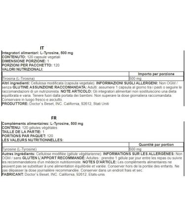 Doctor's Best L-Tyrosine 120 Vcaps Mental Concentration & Stress Support - Buy Online on GoSupps.com