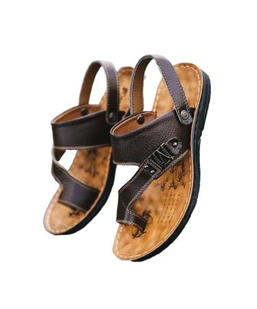 Cowhide Orthopedic Bunion Correction Sandals Bunion Splints Flip Flops Men's Flat Beach Walking Shoes with Bunion Corrector Suitable for Summer Hiking Travel 9.5 Brown