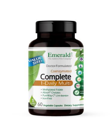 EMERALD LABS Complete 1-Daily Multi - Complete Multivitamin for Men & Women with Vitamin C Methylated Folate Whole-Food Blend & More for Immune Support Bone Health & More* - 60 Vegetable Capsules 60 Count (Pack of 1)