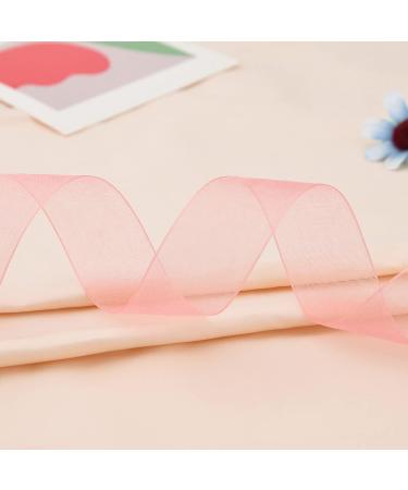 Hapeper 1 Inch Sheer Organza Chiffon Ribbon - 50 Yards/Roll - Pink - Buy Online on GoSupps.com