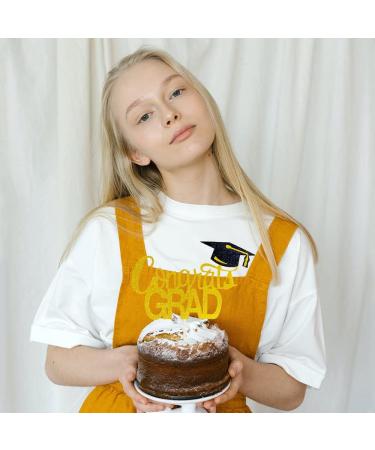 GotGala Congrats Grad Cake Topper Gold Glitter Graduation Cake Topper for 2022 Graduation Grad Party Decorations Supplies - Buy Online on GoSupps.com
