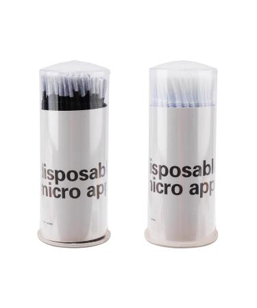 200PCS Disposable Micro Cotton Swabs - Micro Applicator Brushes for Eyelash Extensions & Makeup Cleaning (Black & White - Buy Online on GoSupps.com