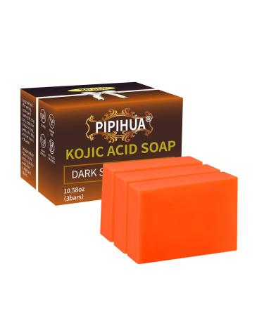 PIPIHUA 3Pack Kojic Acid Soap for hyperpigmentation Soap Bars for Acne with Collagen Turmeric Retinol Collagen Hyaluronic Acid 10.58oz (3 Bars)