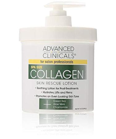 Advanced Clinicals Collagen Skin Rescue Lotion - Hydrate Moisturize Lift Firm. Great for Dry Skin 16 Ounce