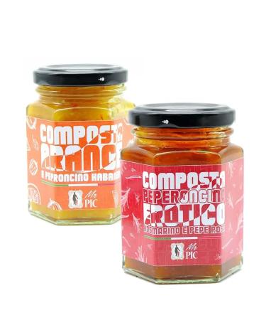 Bis Spicy compotes Mr Pic: oranges and Habanero chili and erotic pepper®, rosemary and pink pepper 110g x 2
