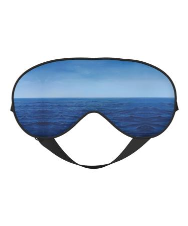 SSIMOO Blue Ocean Sea Print Ultra-Soft Light-Blocking Eye Mask for Optimal Comfort and Restful Sleep Black