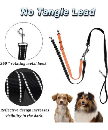 ASOCEA Double Dog Leash 2-in-1 Splitter | Tangle-Free 360 Reflective Leash for Dogs | Adjustable Nylon Traction Rope for Outdoor Walking - Buy Online on GoSupps.com