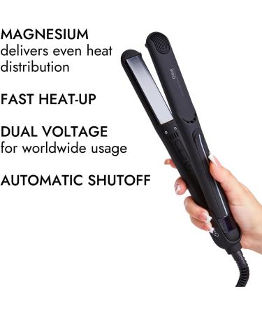 Ion Magnesium Flat Iron 1 Inch - Optimal Heat & Ceramic Tourmaline - Patented Korean Magnesium Technology for Smooth Healthy Hair - Buy Online on GoSupps.com